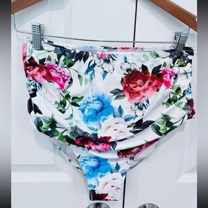 Cupshe Women’s Large Rambling Rose Fabala high waisted Floral bikini swim bottom